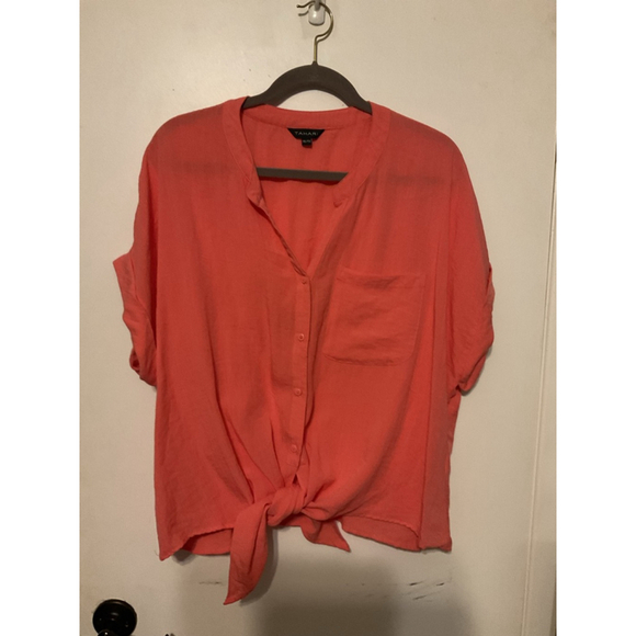 Tahari Coral Button Down tie front Shirt XXL - Picture 7 of 11